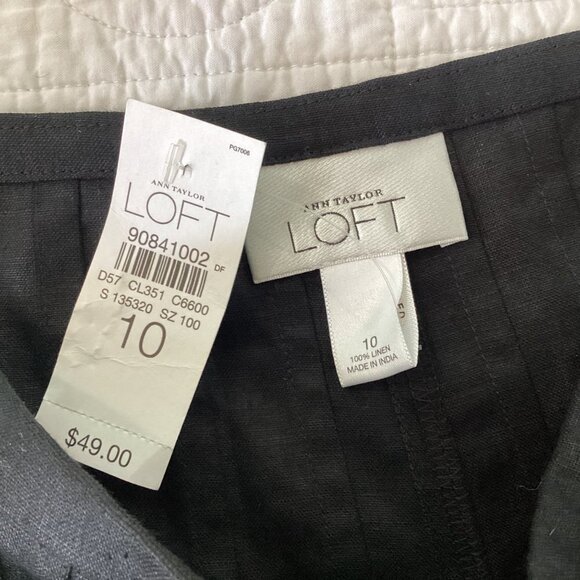 NWT Ann Taylor LOFT Pleated 100% Linen Black Skirt Size 10 - Picture 4 of 10